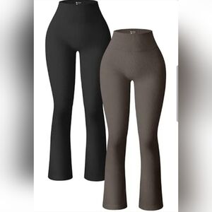 OQQ Flare Ribbed Leggings - Set Of 2